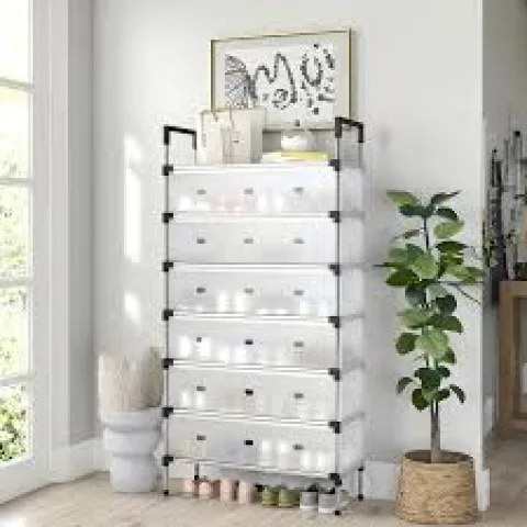 porte-chaussures en métal à 7 niveaux avec couvercle anti-poussière, étagère de rangement pour chaussures, support pour placard, entrée, salon