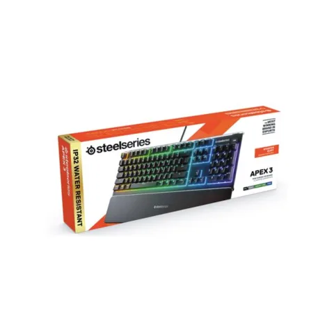 Clavier Gaming mécanique - Steelseries Apex 3 - Rétroéclairage PrismSync RGB Châssis en aluminium - Molette de réglage
