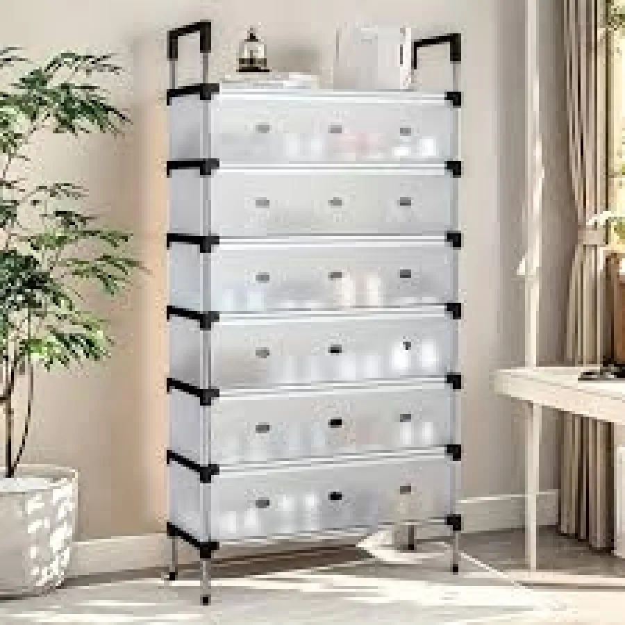 porte-chaussures en métal à 7 niveaux avec couvercle anti-poussière, étagère de rangement pour chaussures, support pour placard, entrée, salon