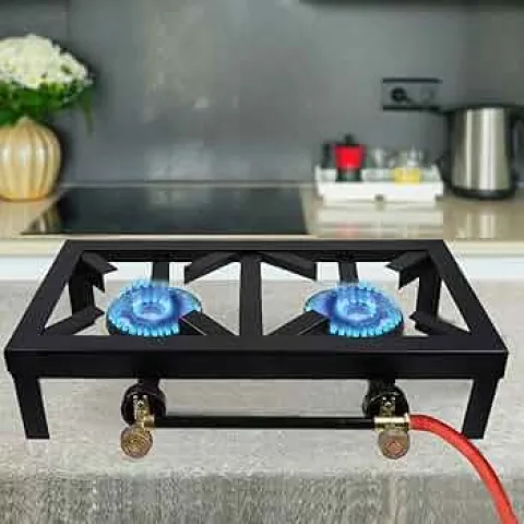 Double Burner Cast Iron Flame Camping Stove 