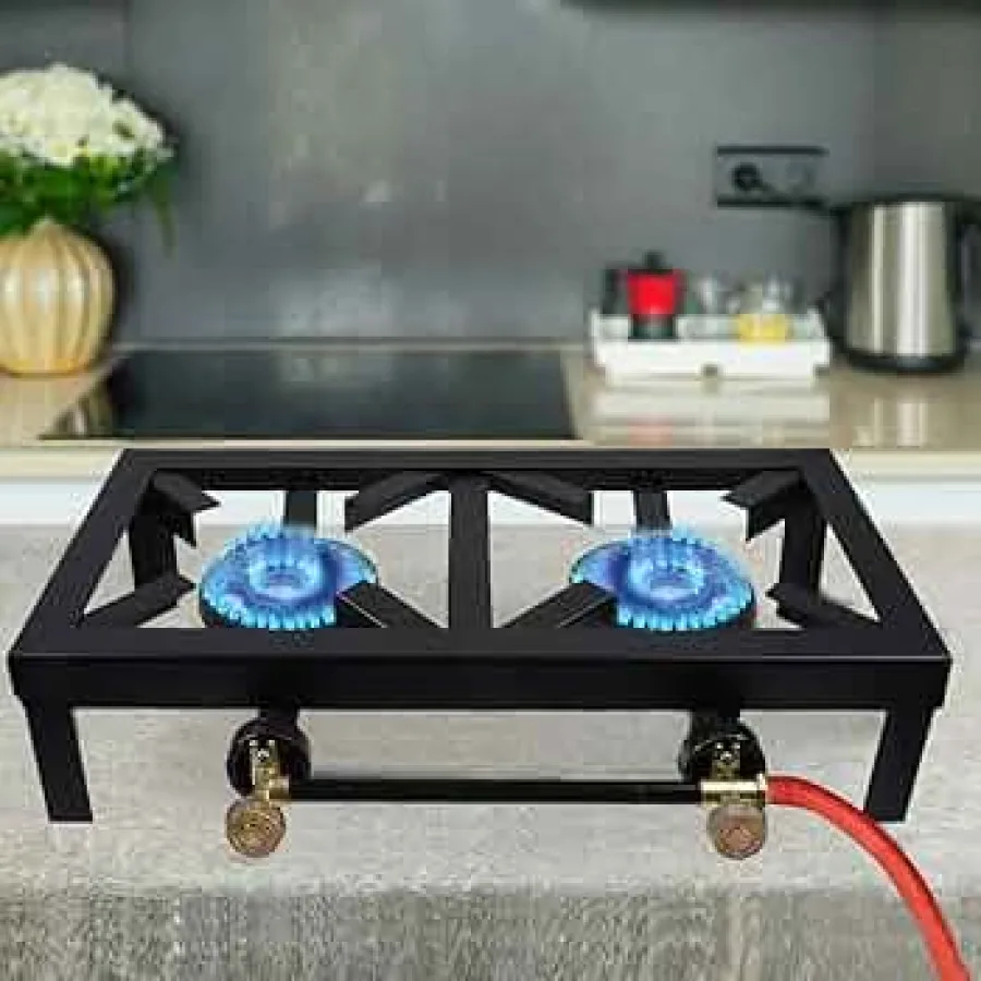 Double Burner Cast Iron Flame Camping Stove 