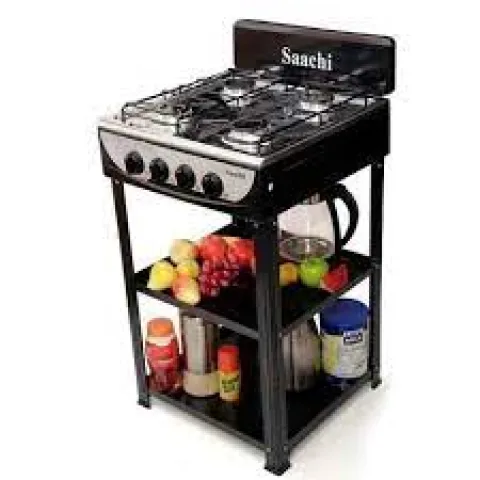 Cuisinière à gaz sur pied à 4 brûleurs avec étagère