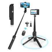 Trépied Selfie Stick - Eocean - 140cm Compatible iPhone-Téléphone Android - avec Télécommande Rechargeable et Kit de Connecteur d'Appareil Photo, Portable et Compact 1