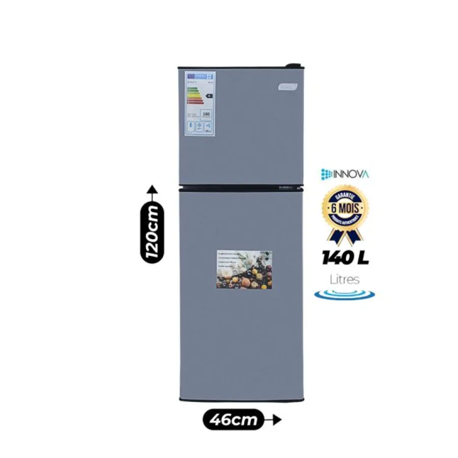 Réfrigérateur double battant - INNOVA - IN192 - 140 Litres - Classe énergétique A+ - Gris