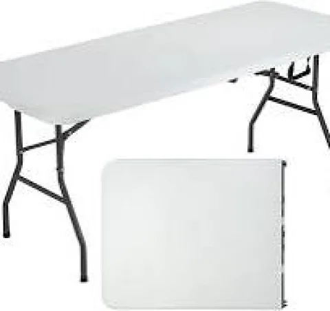 Actask Table pliante de 1,8 m (4 cm d'épaisseur) portable et compacte pour pique-nique, camping, fête, jardin – Table portable facile à transporter avec poignée de transport (blanc)